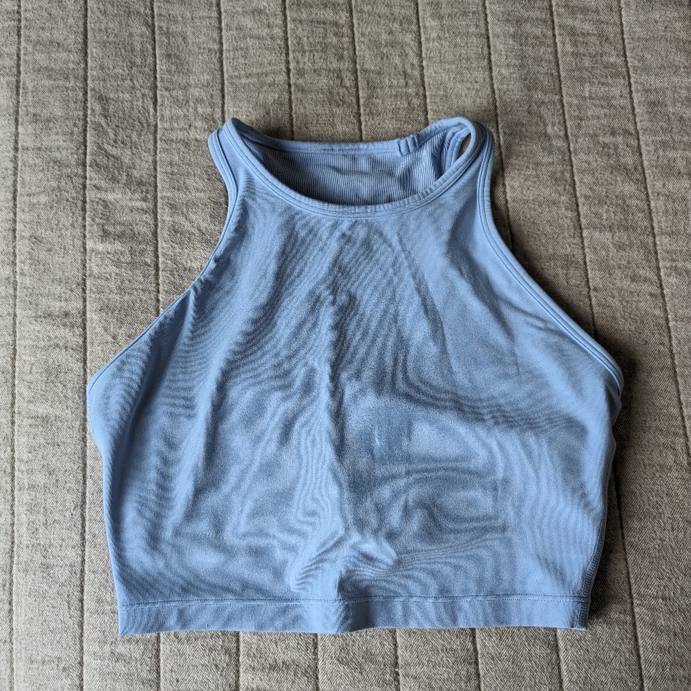 Baby blue high neck workout crop Stori